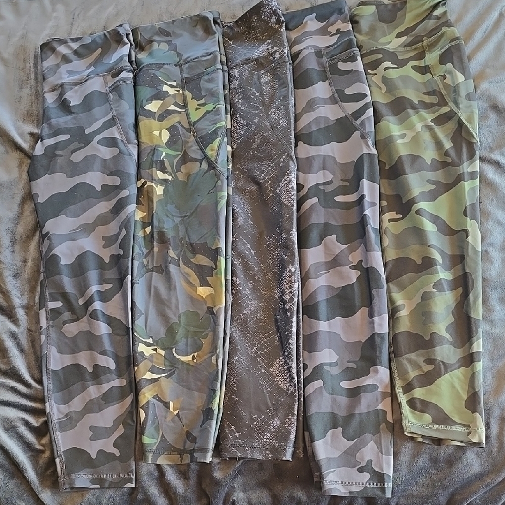 Old Navy Powersoft Elevate Side Pocket Print Leggings Set Of Five Large